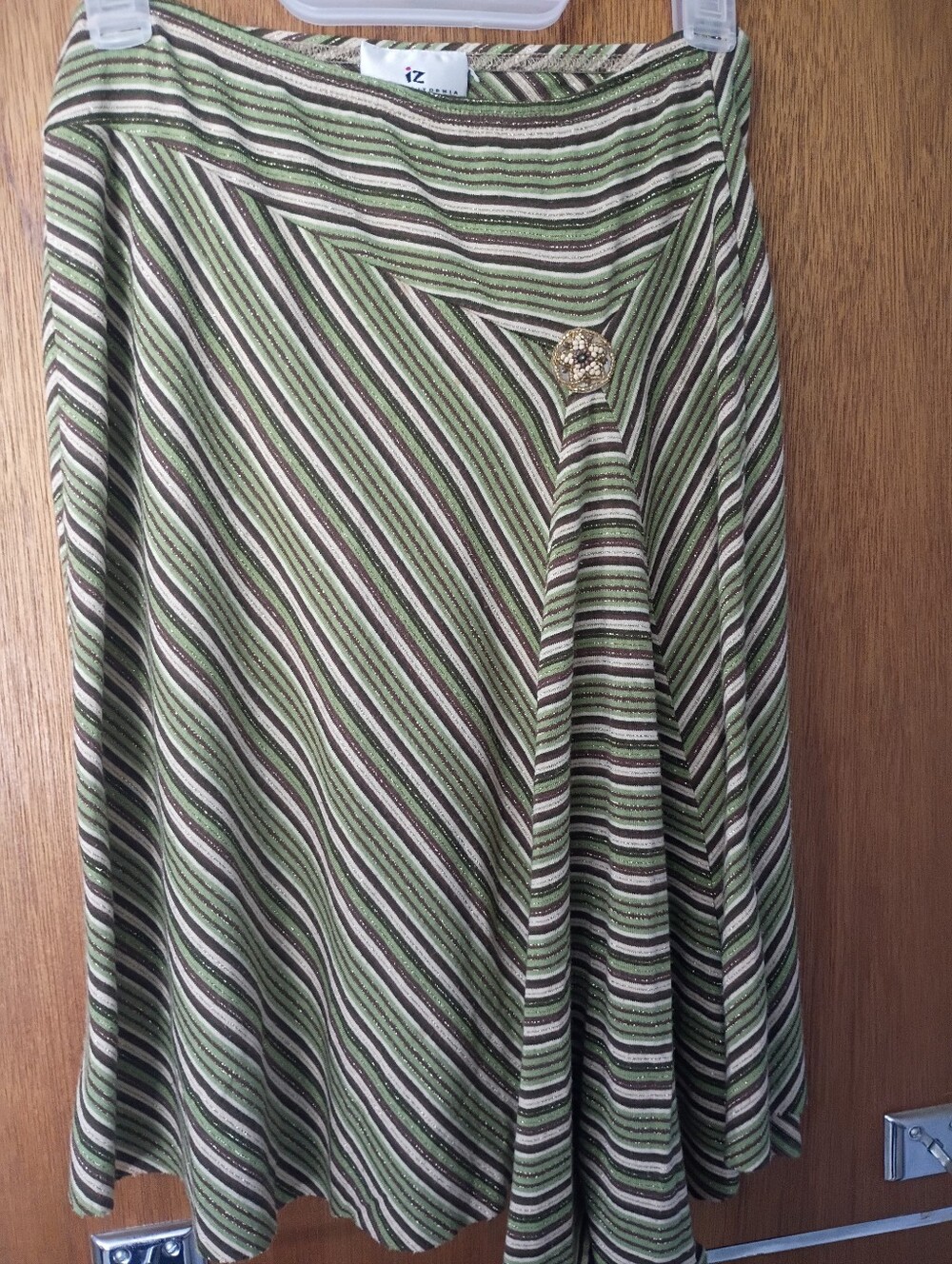 IZ Byer California Large Skirt Olive Green,Brown, Tan Subtle Metallic Thread.